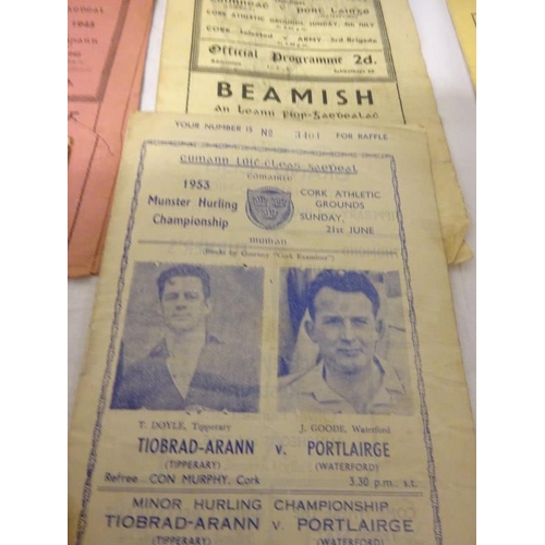 468 - Munster Hurling - A bundle of programmes from the 1930's to 1970's.