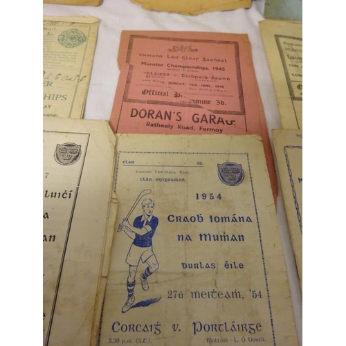 468 - Munster Hurling - A bundle of programmes from the 1930's to 1970's.