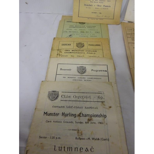 468 - Munster Hurling - A bundle of programmes from the 1930's to 1970's.