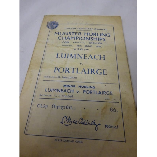 468 - Munster Hurling - A bundle of programmes from the 1930's to 1970's.