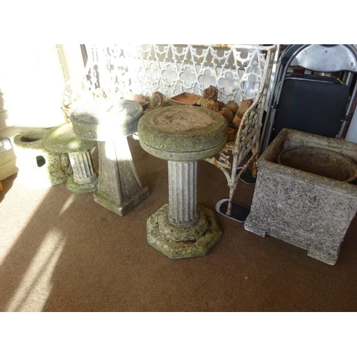 67 - Large square planter, sun dial pedestals, etc.