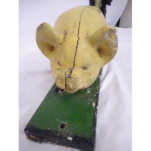 7 - Farmer with pig on rectangular base. (restoration required) L. 55cm approx.