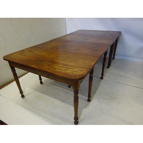 102 - Late Georgian mahogany sectioned dining table. Length fully opened 235cm, W. 117cm, H. 74cm approx.