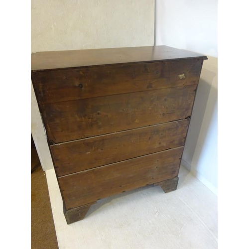 103 - Antique mahogany chest of two short and three long drawers with brass swan neck handles and raised o... 