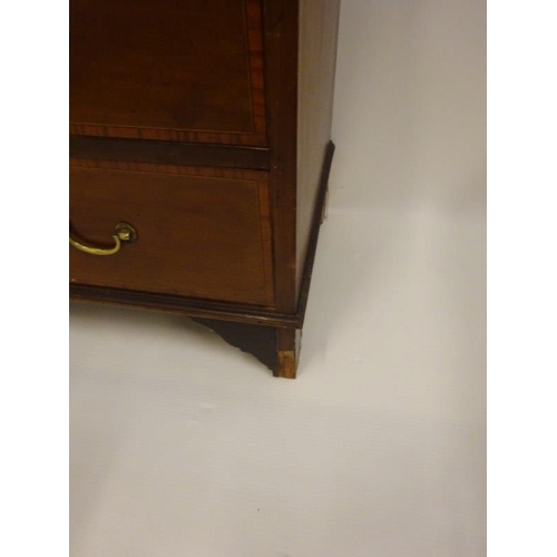 124 - Edwardian inlaid mahogany writing bureau. W. 76cm approx.(some restoration required)