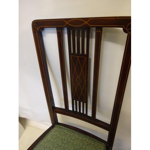 126 - Pair of Edwardian inlaid mahogany side chairs.