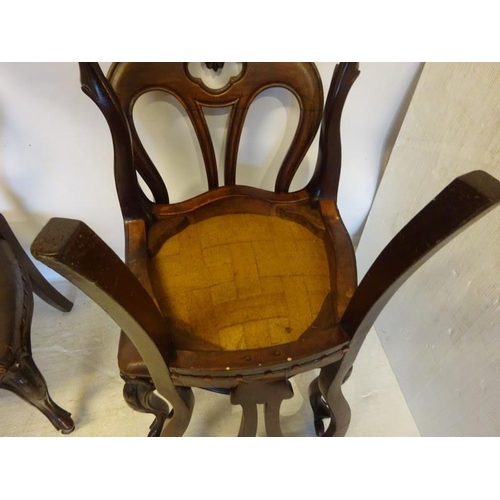 132 - Set of five Victorian mahogany dining chairs raised on cabriole legs.