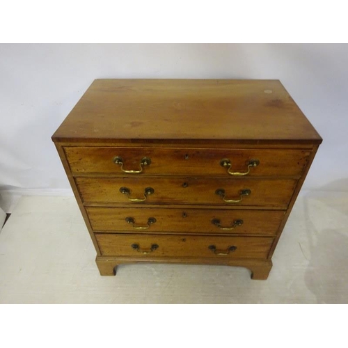 195 - Georgian mahogany chest of 4 drawers raised on bracket feet. W. 82cm, D. 49cm, H. 83cm approx.