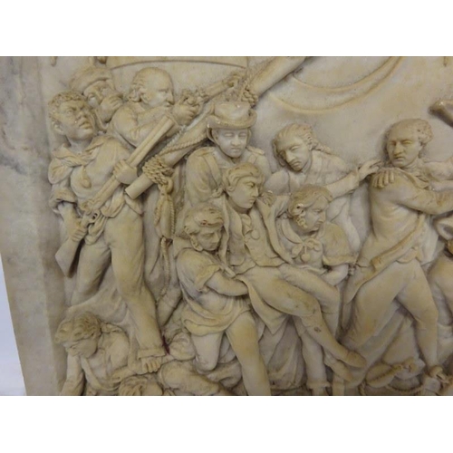 227 - Square marble and composition marble plaque with the wounded Vice Admiral Horatio, Lord Nelson and n... 