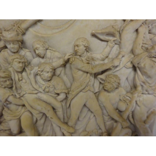 227 - Square marble and composition marble plaque with the wounded Vice Admiral Horatio, Lord Nelson and n... 