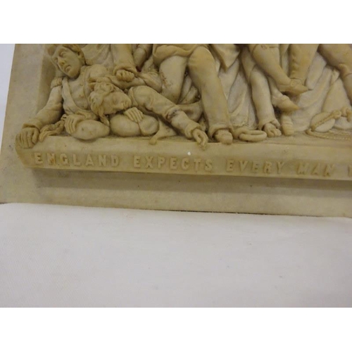 227 - Square marble and composition marble plaque with the wounded Vice Admiral Horatio, Lord Nelson and n... 