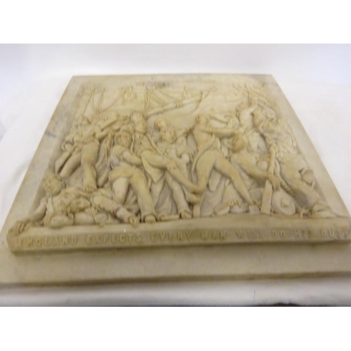 227 - Square marble and composition marble plaque with the wounded Vice Admiral Horatio, Lord Nelson and n... 