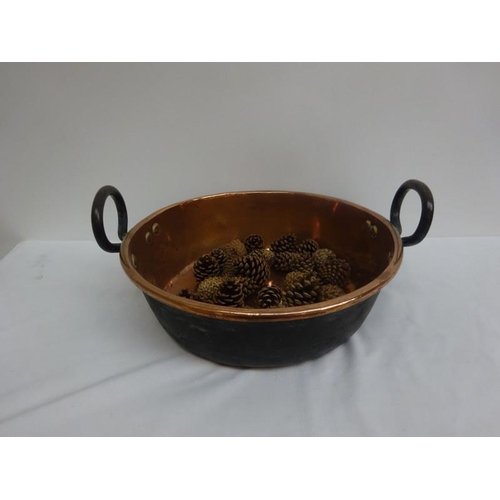 244 - Antique copper preserving pan.