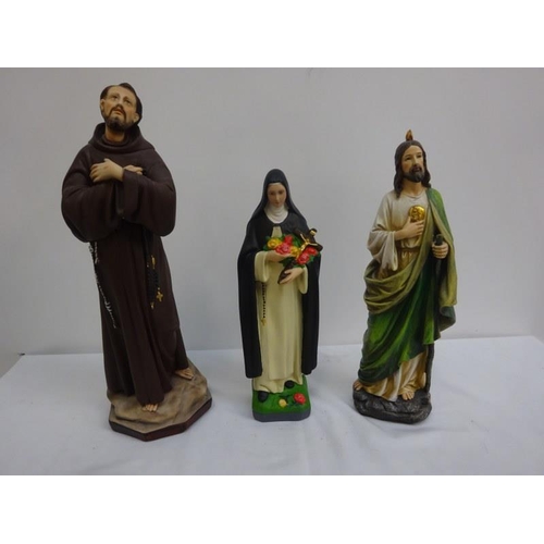 254 - Three religious statues. Approx. H. 46cm.