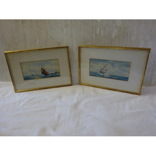 287 - A pair of neat sized seascapes, watercolours signed with initials.