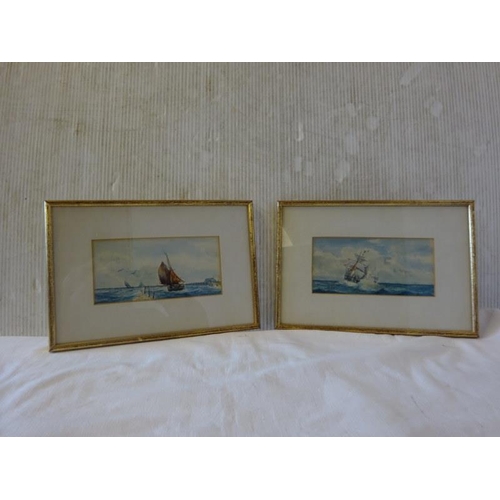 287 - A pair of neat sized seascapes, watercolours signed with initials.