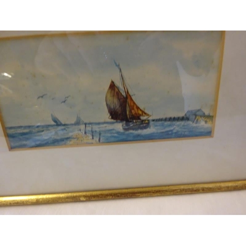 287 - A pair of neat sized seascapes, watercolours signed with initials.