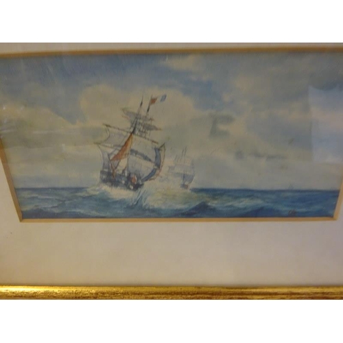 287 - A pair of neat sized seascapes, watercolours signed with initials.