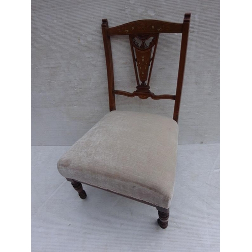 296 - Edwardian inlaid rosewood nursing chair.