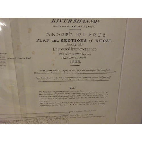 313 - River Shannon - 5 large mounted maps, Crose's Islands x 1, Jamestown Canal x 2, Lough Allen Canal x2... 