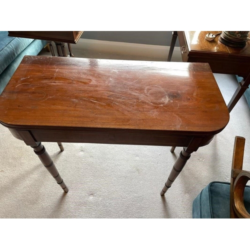 318 - Antique mahogany fold over table.