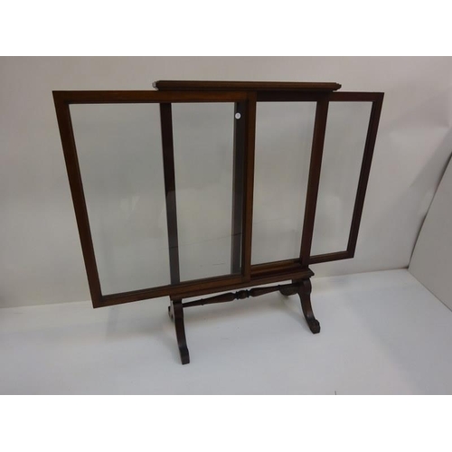 37 - Antique mahogany framed fire screen with sliding glass panels.