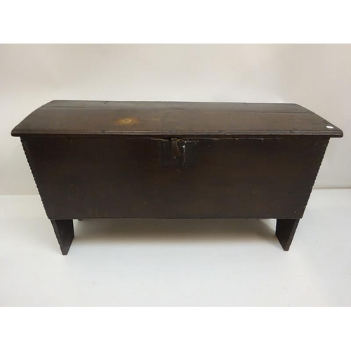 38 - Early oak storage box. W. 100cm D. 35cm. H. 54cm