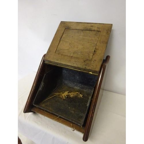 46 - Victorian mahogany coal box with liner.