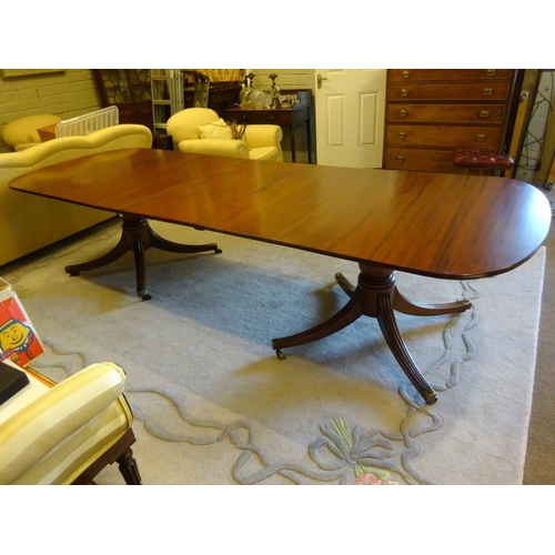 80 - Fine two pod mahogany dining table with spare leaf. L. 154cm, W. 107cm approx.