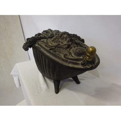 84 - Good antique cast metal French Coal scuttle.