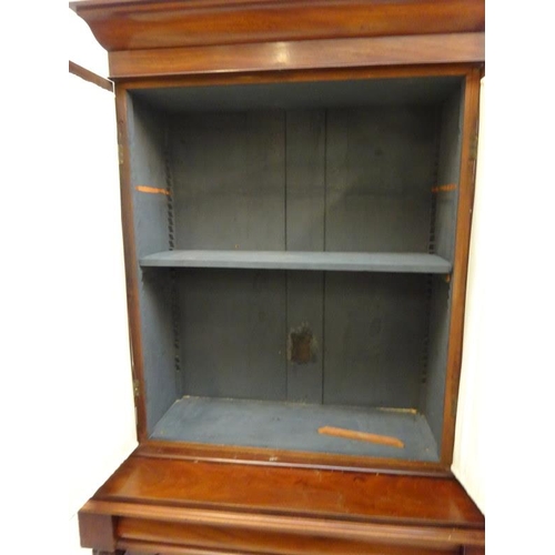 106 - Victorian mahogany 2 door bookcase fitted with a drawer.  W. 108cm, D. 55cm, H. 208cm approx.