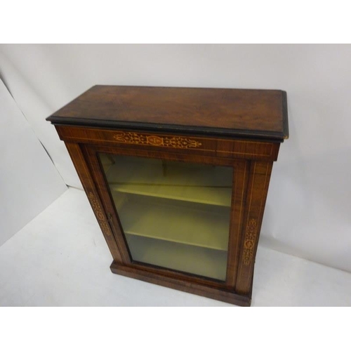 108 - A Victorian inlaid walnut side cabinet. W. 76cm, D. 30cm, H. 98cm.