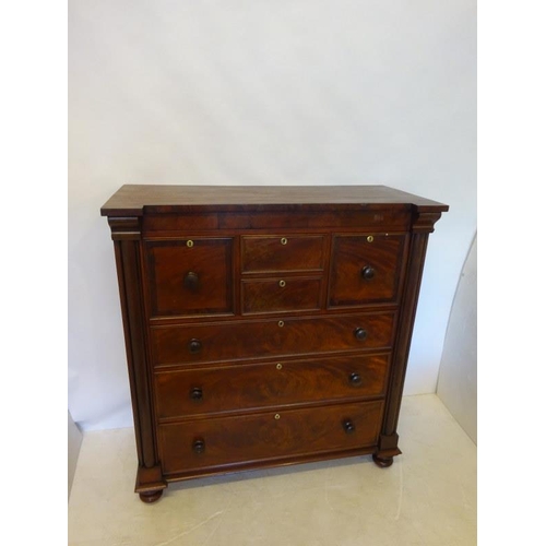 109 - A good large Victorian chest fitted with 7 drawers, attractive side columns and retaining its origin... 