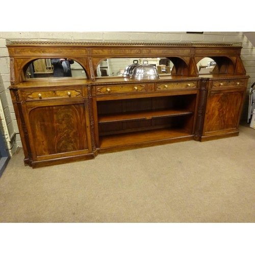 110 - A rare Cork Regency mahogany dining room server, the upper section having pierced brass gallery with... 