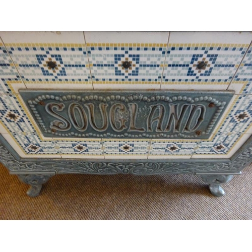 113 - Sougland - An Art Nouveau cast metal stove and together with the Albany grill. (2) Stove measurement... 