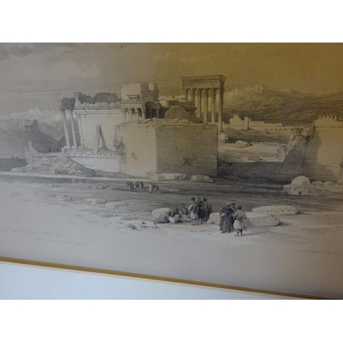 141 - David Roberts R.A, 1796-1864- Two mounted lithographs Baalbec, Looking towards Lebanon also Entrance... 