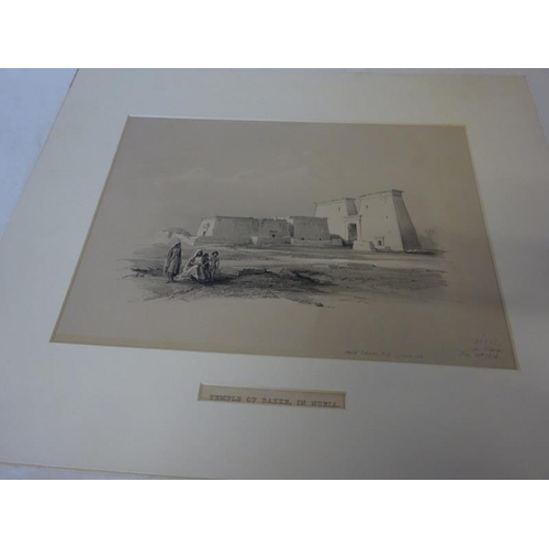 142 - David Roberts R.A., 1796-1864 - Three 19th century mounted lithographs, Temple of Dakke, in Mubia; T... 