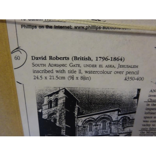 157 - David Roberts R.A. 1796-1864,  Drawing- South Adrianic Gate under El Aska, Jerusalem. (1)