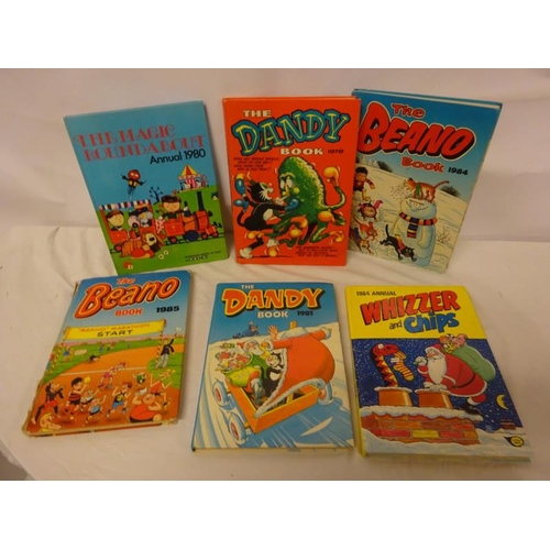 235 - Six Annuals - The Dandy; The Beano; Whizzer and Chips; Magic Roundabouts.