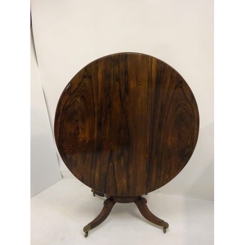 242 - A Regency rosewood circular dining table raised on turned column platform base and 4 splay legs with... 