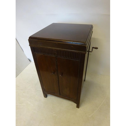 27 - An Edwardian mahogany gramophone cabinet. W. 50cm, D. 50cm, H. 90cm.