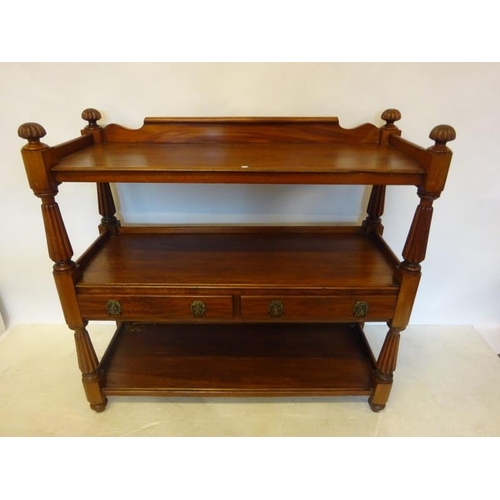 40 - Victorian mahogany three tier dumbwaiter fitted with two drawers and raised on fluted columns and fi... 