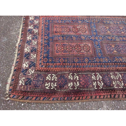 48 - Old Persian design rug, some damage. 210cm x 115cm.