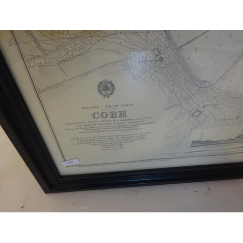 51 - Ireland, South Coast - Cobh - Large framed map.