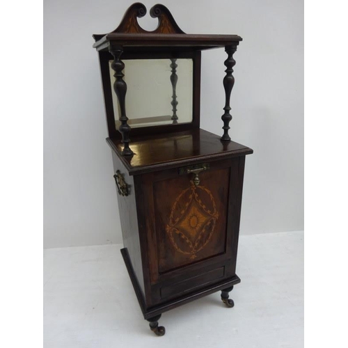 68 - An Edwardian inlaid mahogany coal cabinet complete with liner and shovel.