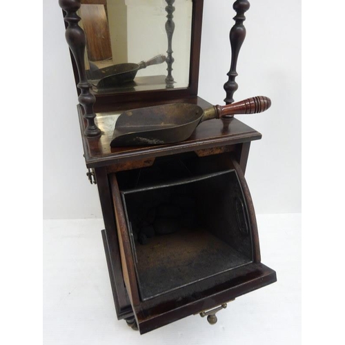 68 - An Edwardian inlaid mahogany coal cabinet complete with liner and shovel.