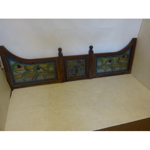 71 - Three long timber framed and stain glass dividers and one short divider. (Probably from a pub) L. 24... 