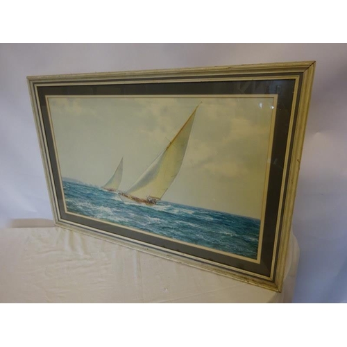 88 - Large framed print, 
Sailing boats, 
Montague, Dawson,
46cm x 76cm.