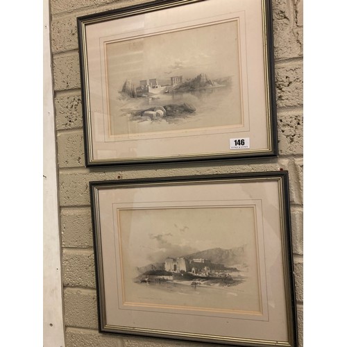 146 - David Roberts R.A., 1796-1864 - Two 19th century framed lithographs, Philae; Temples of Kababshee-Nu... 