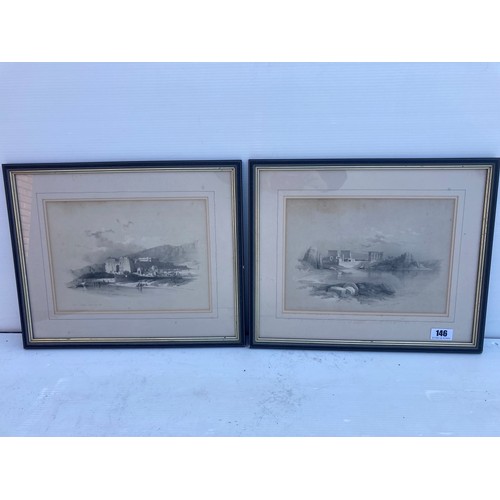 146 - David Roberts R.A., 1796-1864 - Two 19th century framed lithographs, Philae; Temples of Kababshee-Nu... 